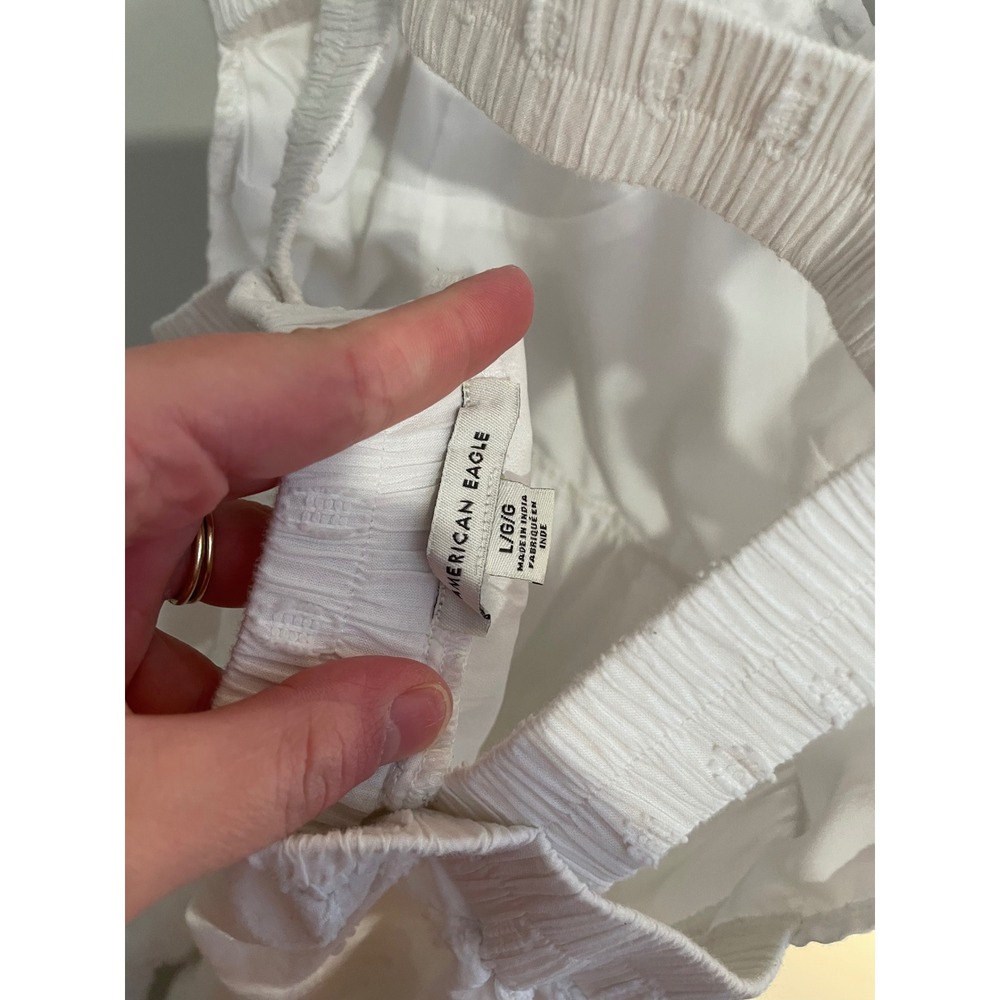 American Eagle White Eyelet Open Back Tiered Cotton Midi Dress Size Large Bridal - Picture 10 of 12
